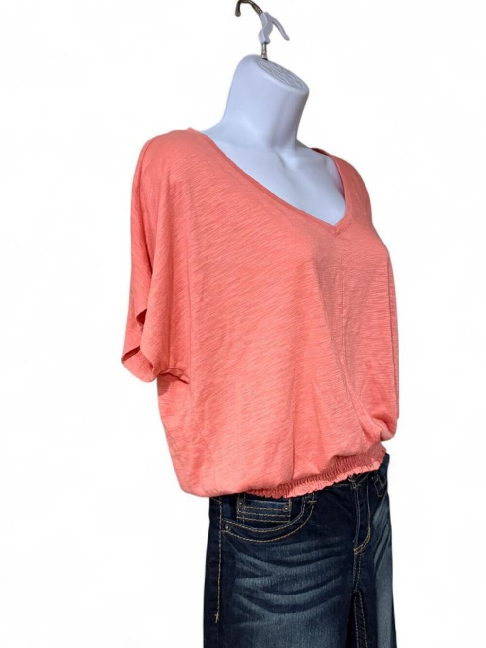 Mudd Coral V-Neck Ruched Blouse